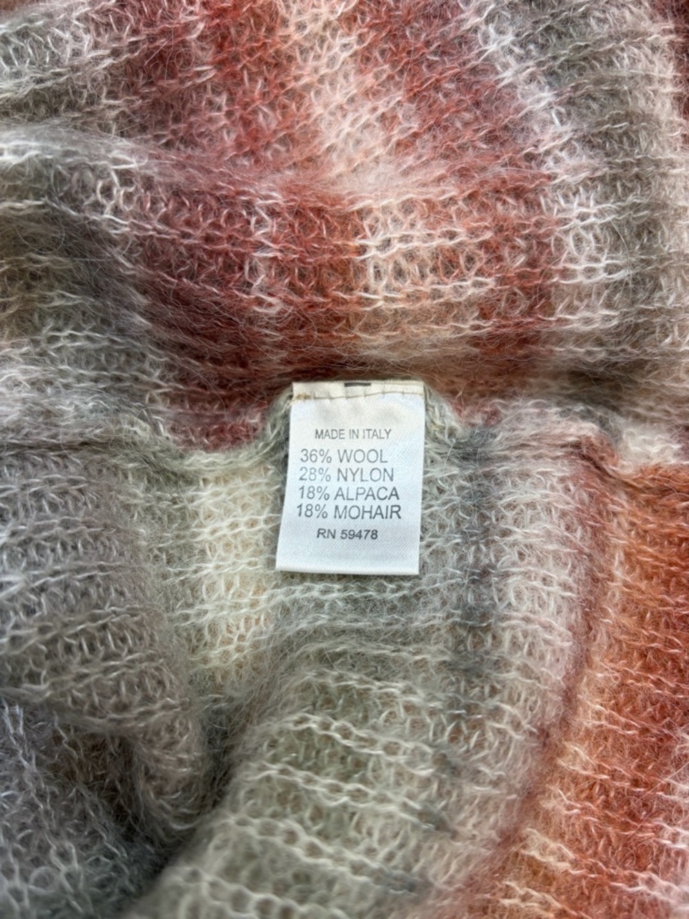 ELSAMANDA ALPACA MOHAIR WOOL‎ LOOSE KNIT PULLOVER SWEATER SUNRISE OMBRÉ COLORS - Picture 7 of 7